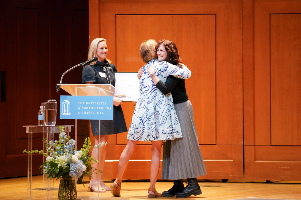 Mary Mills Borden and Donna McClatchey present the Faculty Mentoring Awards at the Eve Marie Carson Lecture